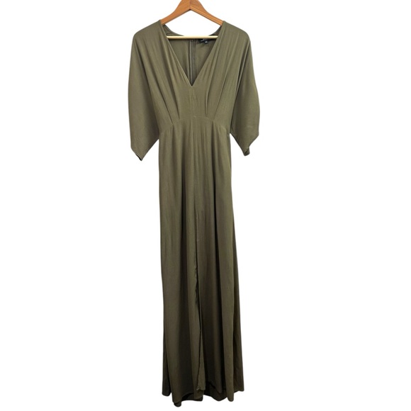Lulus Long Maxi Dress Size Small Olive Green High Front Slit Lined - Picture 1 of 7